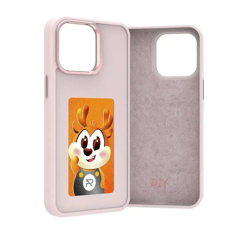 New-Tech NFC Function Phone Case for Iphone 16 Pro Max DIY Cases E Ink Screen Phone Cover Cartoon Girl Fundas Battery Free